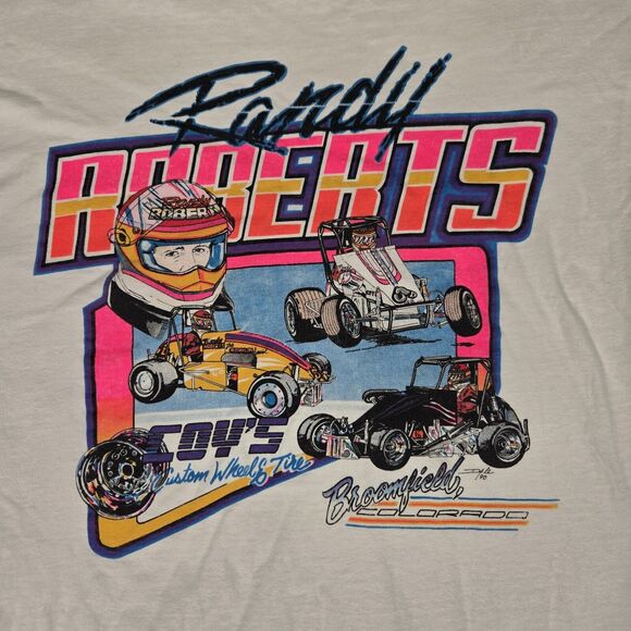 Vintage 1990 Randy Roberts Midget Racing T-Shirt Men’s Large Hanes 80s NASCAR - Picture 4 of 10